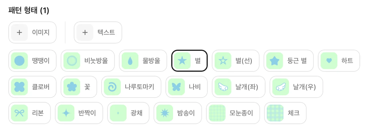 땡땡이, 별, 나루토마키, 날개 등 패턴 형태 목록